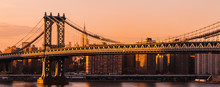 View Of Manhattan Bridge At Sunset