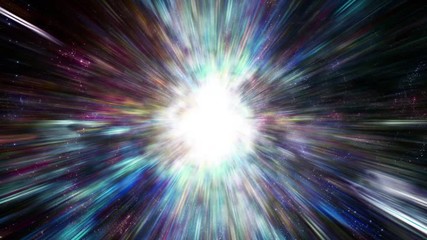 Wall Mural - Space 2424: Traveling through star fields in space as a supernova bursts light (Loop).