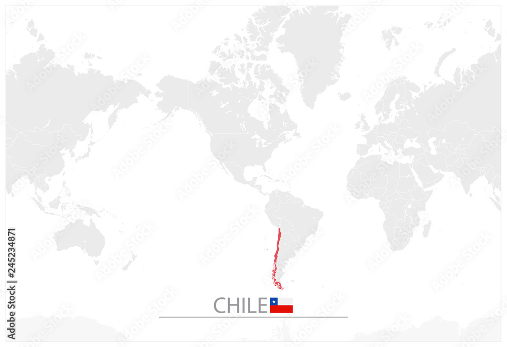 World Map With Of Chile Map Of Chile Stock Vector 1000 F 245234871 
