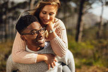 Wall Mural - romantic couple enjoying themselves outdoors