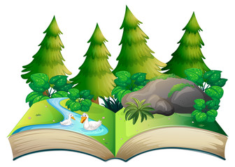 Wall Mural - Isolated open book nature theme