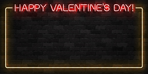 Wall Mural - vector realistic isolated neon sign of happy valentines day frame logo for template decoration and c