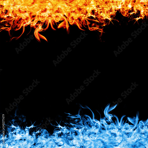 Red And Blue Fire Frame. Stock Illustration 