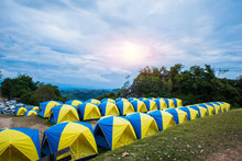Tent Camping Place At Doi Samer Dao. Sri Nan National Park, Nan Province, Thailand
