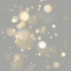 Wall Mural - Effect of bokeh circles isolated on transparent background. Christmas glowing warm orange glitter element that can be used. EPS 10