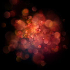 Wall Mural - Abstract defocused circular red bokeh on dark background. EPS 10