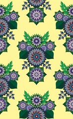 Wall Mural - Seamless pattern with bright multicolored flowers.  For Wallpapers and design