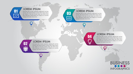 Wall Mural - infographics modern template for business with 4 steps, icons for 4 options.can be used for workflow