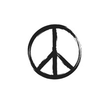 Circular Peace Sign. Hippie Symbol Black Icon.