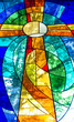 Stained glass cross in bright vivid colors