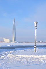 Wall Mural - Skyscraper in St.Petersburg at winter day.