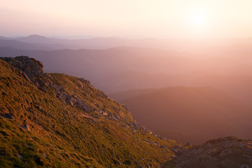 Wall Mural - Mountain slopes in sunset light