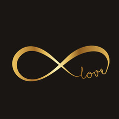 golden infinity sign, vector illustration