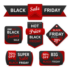 Wall Mural - set of red labels black friday sale