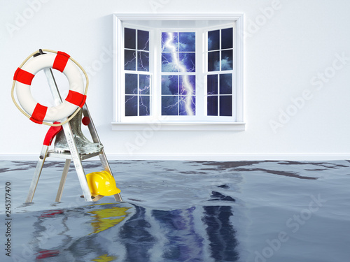Hochwasser Im Haus Flood In The House Buy This Stock Photo And