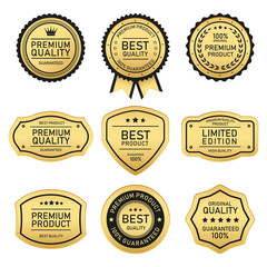 set of  gold vintage badges and labels