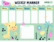 © rosypatterns - Kids weekly calendar planner with giraffe