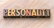 personality word in wood type