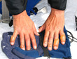 Frostbite at a male human fingers of a hands, image from Himalayas mountain.Unrecognizable person