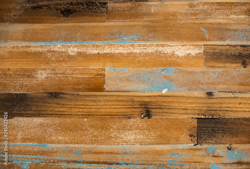 Distressed Barn Wood Background With Touches Of Blue And Brown And