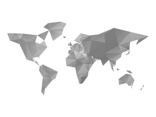 Sticker - Low poly map of World in shades of grey. Vector illustration