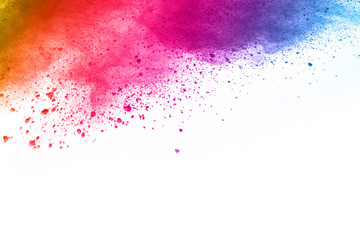 Wall Mural - colorful powder explosion on white background. colored cloud. colorful dust explode. paint holi.