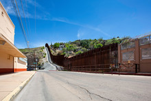 United States Border Wall With Mexico At Nogales Arizona