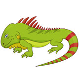 Fototapeta Dinusie - Cartoon Illustration of Funny Iguana Lizard Reptile Animal Character