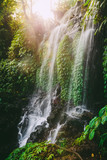 Fototapeta Dmuchawce - Waterfall with sunshine in tropical island. Bali, Indonesia
