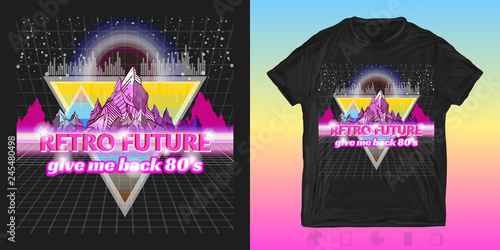 Retro Future Slogan Give Me Back 80 S Print For T Shirts And