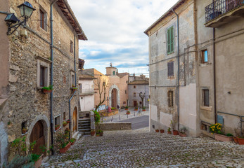 Orvinio (Italy) - A small and charming medieval village of only 387 inhabitants, inserted in the club of the most beautiful villages in Italy; province of Rieti. Here the historical center in stone.