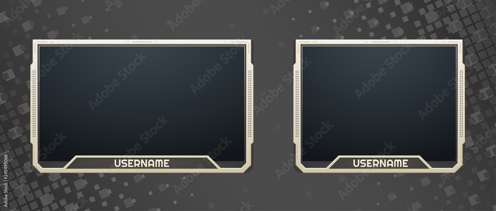 Stream webcam overlay. Twitch live facecam set, 16:9 and 4:3 screen ...