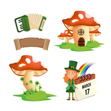 Set St Patrick Woman With Fungus And Accordion