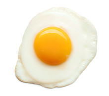 Top View Of Fried Egg Isolated On White Background