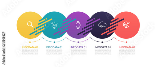 Fotomural Infographics circles pattern design with 5 step structure