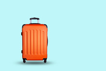 Travel Suitcase On Blue Background