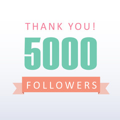 Wall Mural - 5000 followers Thank you number with banner- social media gratitude