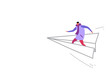 © mast3r - man wearing winter clothes flying origami paper plane business leadership direction concept casual guy standing on airplane sketch doodle horizontal vector illustration