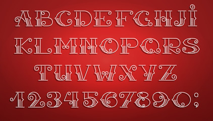 Wall Mural - alphabet tattoo style. art nouveau style. vector illustration.