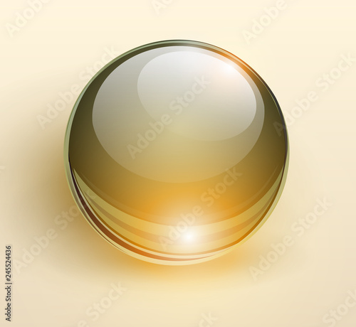 Glass brown ball, 3D shiny background