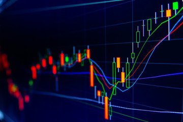 Stock exchange market graph on LED screen for business concept.