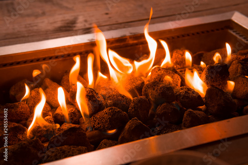 Flames Leaping From A Gas Powered Fire Pit Buy This Stock Photo