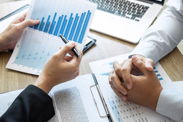Wall Mural - professional business colleague team working and analyzing with new project of accounting finance, i