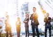 © khwanchai - leader and teamwork of business people to success