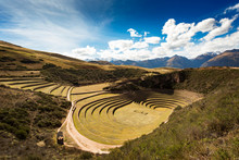 View Of The Archeological Inca Terraces Of Moray In Peru
