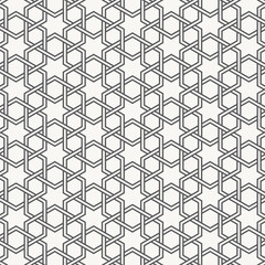Wall Mural - vector seamless black and white geometric hexagon lines pattern. abstract geometric background desig