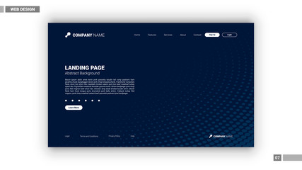 Web design mockup with blue dot background