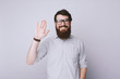 © Vulp - Hi, nice to meet you. Happy man with beard looking at cmera and greeting