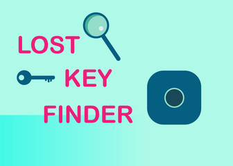 Wall Mural - Lost key finder web banner with magnifier and key icons in flat style