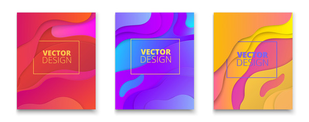 Wall Mural - set of colorful cards with geometric pattern.
